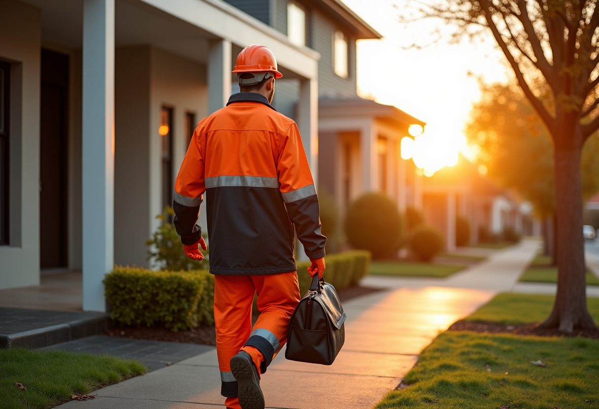Locksmith arriving at a Sydney home at sunrise — Woolwich