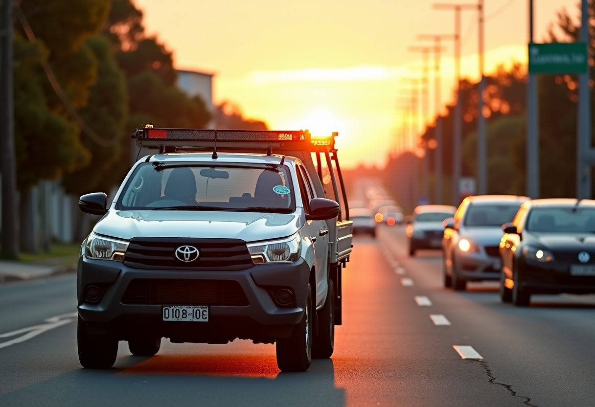 Locksmith ute loaded with tools at sunrise — Woolwich